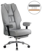 Scaun directorial gri din piele ecologica rezistent pana la 150 kg OFF 421