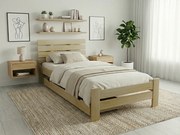 Pat de o persoana inaltat PARIS 90x200 cm, pin Saltele: Cu saltele Deluxe 10 cm, Somiera pat: Cu lamele drepte