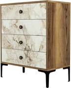 Comoda LIZBON 538, alb cu efect de marmura/nuc/negru, PAL melaminat, 7