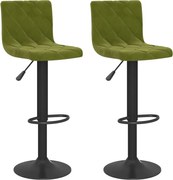 vidaXL Scaune de bar, 2 buc., verde deschis, catifea