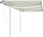 vidaXL Copertină automată cu senzor vânt & LED, crem, 3x2,5 m