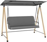 Outsunny Balansoar de Grădină cu 3 Locuri, cu Copertină Reglabilă Impermeabilă și Pernă Detașabilă, Capacitate Maximă 360 kg, 208 x 125 x 180 cm, Gri | Aosom Romania