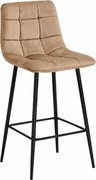 Scaun de bar cu picioare negre ARCETO VELVET, maro