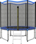SPORTNOW Trambulină Elastică pentru Adulți Ø244cm, Covor Elastic pentru Adulți cu Plasă de Protecție, Scară cu 2 Trepte, Protecție pentru Arcuri, Structură din Oțel, Capacitate 100kg, Albastru | Aosom Romania