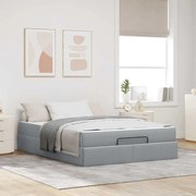 vidaXL Cadru de pat cu saltea Gri deschis 140 x 200 cm țesătură
