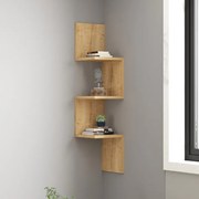 Etajera de colt de perete Insterra din melamina finisaj stejar, 25x25x105.5 cm