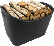 Coş pentru lemn din piele artificială, negru, HOLZO