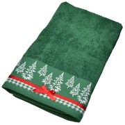 Prosop frotir cu margine jacquard Christmas verde,70 x 130 cm, 70 x 130 cm