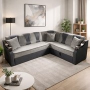 Coltar VALAHIA extensibil, cu lada de depozitare, stofa gri, 270x220x90 Gri