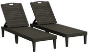 Outsunny Set de 2 Șezlonguri de Grădină cu Spătar Reglabil în 4 Poziții, 56x187x28 cm, Negru | Aosom Romania