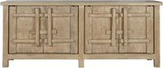 Bufet rustic din lemn de ulm reciclat, natur, cu 4 uși și decor geometric în relief, 96 x 230 x 48 cm, „Ervino”