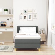 vidaXL Pat cu Saltea cu Arcuri Gri închis 90 x 190 cm țesătură