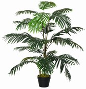 Outsunny Palmier Decorativ din Plastic cu 20 de Frunze, Plantă Artificială în Ghiveci pentru Interior și Exterior, Ф18x140 cm, Verde  | Aosom Romania