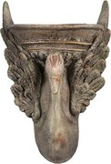Jardinieră decorativă cu motiv lebădă, din ceramica, maro, stil baroc, 30x15x43 cm