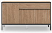 Comodă în culoare naturală joasă cu aspect de lemn de stejar 140x80 cm Lorenza – Marckeric