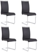 Set de 4 scaune de sufragerie cantilever, Negru | Aosom Romania