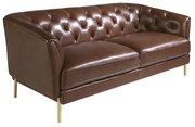 Canapea 2 locuri din piele naturala capitonata Cowhide leather brown