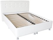 Pat tapitat 1600x2000 alb cu somiera rabatabila