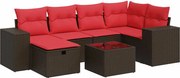 vidaXL Set canapele de grădină cu perne, 7 piese, maro, poliratan
