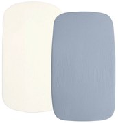 Set 2 cearceafuri din muselina cu elastic roata pentru patut cosleeper 90x50 cm Kidizi jeans, bumbac 100%