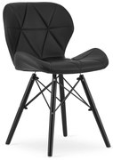 Scaun Bucatarie/Dining Kross  Piele Ecologica Neagra, Picioare Negre