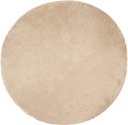 vidaXL Covor din Lână Faux Tafalla Bej Ø 80 cm Poliester