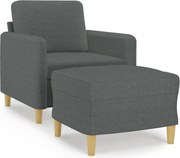 vidaXL Fotoliu canapea cu taburet, gri închis, 60 cm, textil