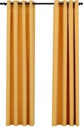 vidaXL Perdele opace, aspect pânză, ocheți, 2 buc., galben, 140x245 cm