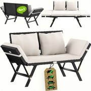 Deuba Banca ratan de gradina 176x56x81cm - neagra