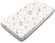 Cearceaf din bumbac cu elastic roata pentru patut 120x60 cm Kidizi Forest Joy