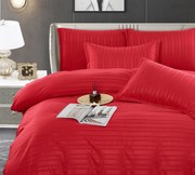 Lenjerie pat dublu, Damasc Finetat Deluxe, 6 Piese - Rosu