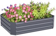 Outsunny Pat înalt din oțel galvanizat, Pat de grădină, Cuva pentru plante, Cuva pentru flori, 120 x 90 x 30 cm, Gri închis | Aosom Romania