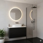 Dulap baza suspendat Rune Laguz 2 sertare 80 cm negru mat