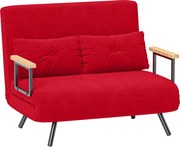 HOMCOM Canapea Pat de 2 Locuri cu Spătar Reglabil pe 5 Nivele, Canapea Pat Pliabilă Matrimonială, 102x73x81 cm, Roșu | Aosom Romania