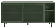 Comodă verde-închis joasă din metal cu ușă glisantă 160x75 cm Veep – Unique Furniture