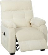 HOMCOM Fotoliu Relax Electric Reclinabil 150° cu Suport pentru Picioare, Șezut Spațios, Fotoliu Silențios, Port USB, Funcție Memory, Telecomandă, din Catifea, pentru Living, Alb | Aosom Romania