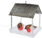 Decorațiune luminoasă pentru exterior Căsuță cu păsări cu 10 LED-uri, gri, 18,5 x 16,5 x 23 cm