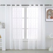 Draperie alba BRISA cu model punctat 140x250 cm Agățat: Inele metalice