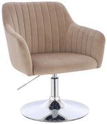 HR190N Scaun Latte din Catifea cu Bază Cromata