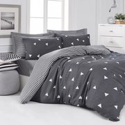 Lenjerie de pat Eponj Home 143EPJ4425, 65% bumbac, 35% poliester, 4 piese, Cearsaf pat 200x220 cm, Cearsaf plapuma 220x240 cm, Fata de perna 50x70 cm, Gri