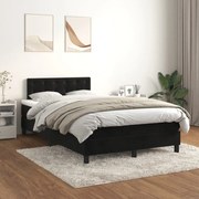 vidaXL Pat box spring cu saltea, negru, 120x200 cm, catifea