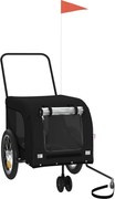 vidaXL Remorcă bicicletă animale companie, negru, textil oxford/fier