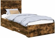 vidaXL Cadru de pat cu sertar Stejar fumuriu 90 x 190 cm Lemn compozit