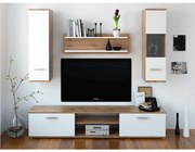 Mobilier pentru living, stejar wotan/alb, WAW NEW
