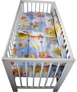 Lenjerie Patut Bebe Novokids™ din BUMBAC 100% , 3 Piese, Dimensiune Universala, PILOTA INCLUSA, Model Ursulet Palarie, Albastru