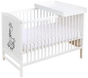 Patut din lemn masiv 120x60 cm Bria alb, masuta infasat din lemn inclusa, reglabil pe 3 nivele, certificat EN71