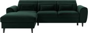 Colțar verde închis extensibil/cu spațiu de depozitare cu tapițerie din catifea (cu colț pe partea stângă/cu șezlong) Foble – ELTAP