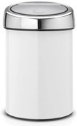 Cos de gunoi Brabantia Touch Bin 647216, 3 L, Deschidere lina si silentioasa, Montare pe perete, Alb