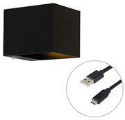 Aplică neagră incluzând LED și dimmer tactil reîncărcabilă - Joris