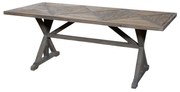 Masa dining, din lemn reciclat, design unic, cu aspect rustic, Old French
